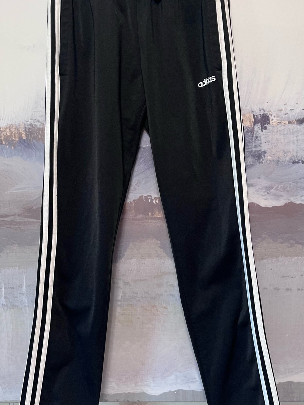 Adidas Joggers Track Pants Women's Size S Slim Black White 3-Stripes PrimeGreen